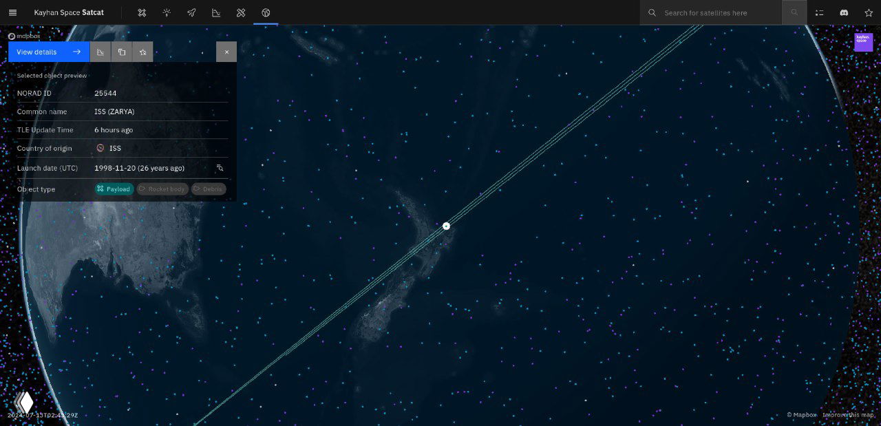 Карта искусственных спутников Земли