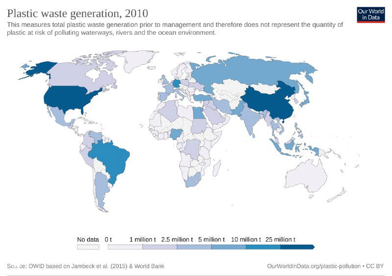 Пластиковые отходы в мире, 2010–2021