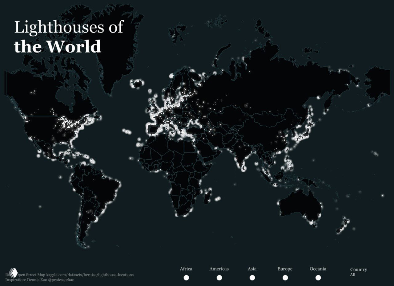 Карта маяков мира