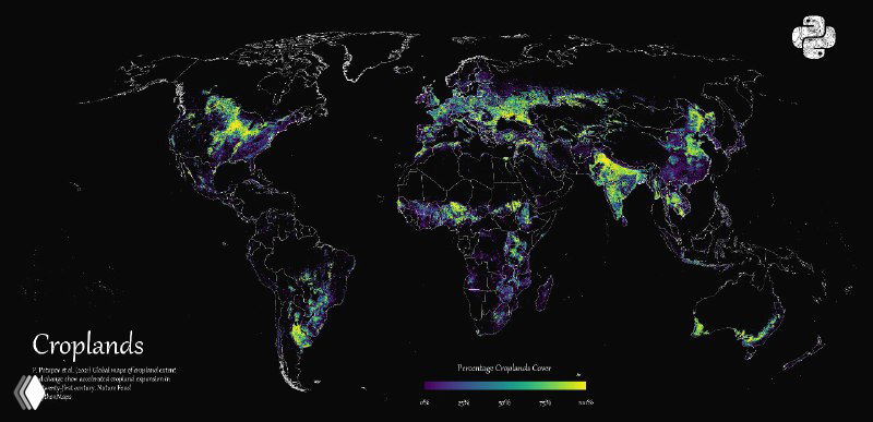 Карта сельхозугодий в мире, 2021