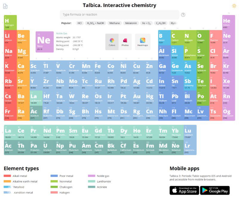 Tablica — интерактивная периодическая таблица