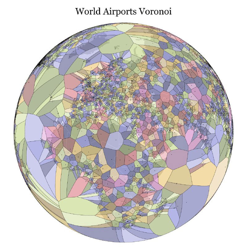 Диаграмма Вороного с аэропортами мира