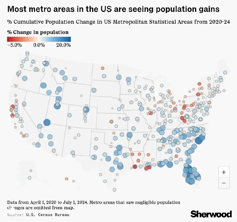 Население столичных статистических районов США, 2020–2024
