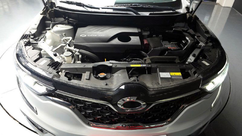 Открытый моторный отсек Renault QM6 — фотография двигателя и моторного пространства, демонстрация чистоты и компоновки силового агрегата.