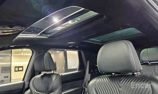 Панорамная крыша и передние сиденья Hyundai Palisade рестайлинг 2022, вид на люк и отделку потолка в салоне автомобиля.