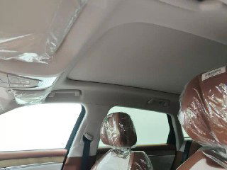 Фрагмент потолка и подголовников Voyah Free с заводскими защитными плёнками, видно светлый потолочный материал и оформленные передние сиденья.