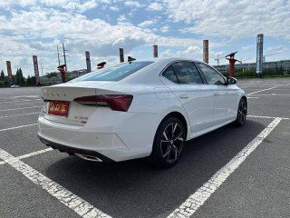 Skoda Octavia 2021, вид сзади на стоянке; видны задние фонари, бампер и общий профиль кузова, фото помогает оценить состояние лакокрасочного покрытия.