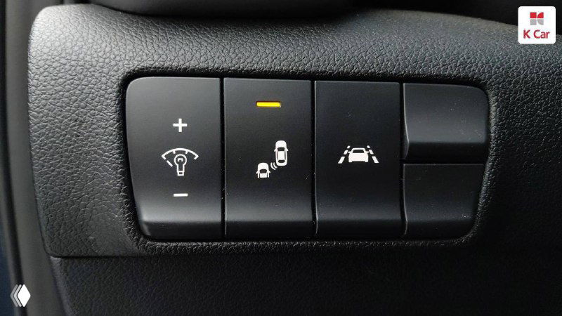 Панель с кнопками ассистентов и систем безопасности KIA Sportage: элементы управления парковкой, предупреждений и помощи водителю, крупный план.