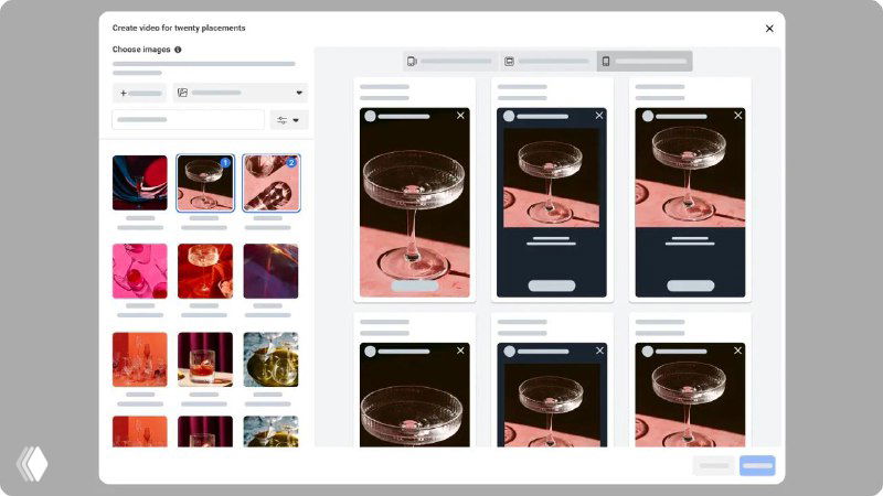 ФБ добавил в кабинете создание видео из нескольких картинок