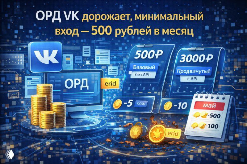 ОРД VK дорожает, минимальный вход — 500 рублей в месяц