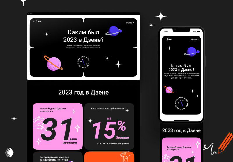 Кейс: лендинг Дзена с итогами 2023