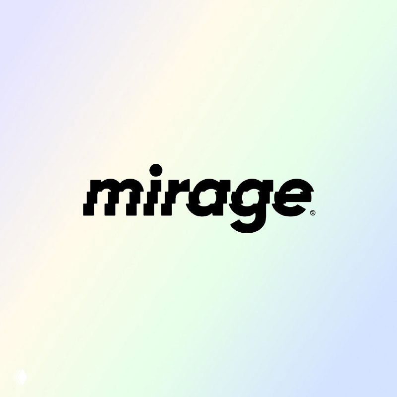 Пастельный градиент и чёрный шрифтовый логотип «mirage», пример искажённого шрифта для узнаваемой айдентики из Logo System.