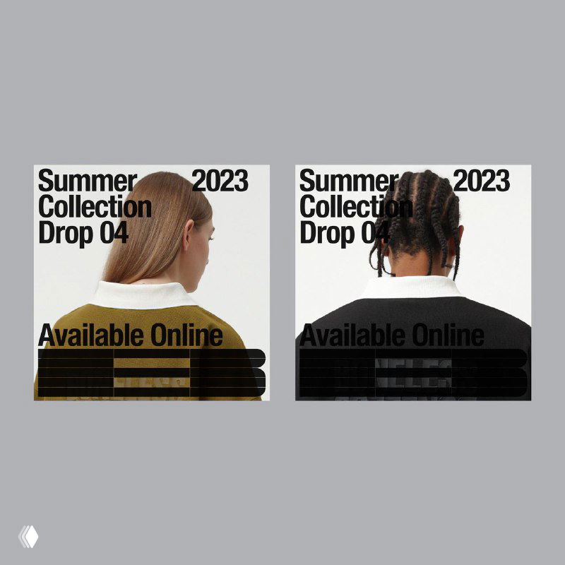 Социальные посты Summer Collection 2023 с применением модульной литеры «B»; фотографии моделей и графические блоки в сетке.