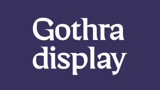 Логотип «Gothra display» на синим фоне в компактном формате, демонстрация варианта брендинга и фирменного знака шрифта.