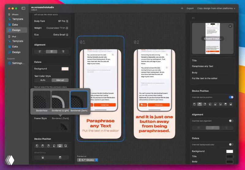 Screenshot Studio — создание скриншотов для App Store