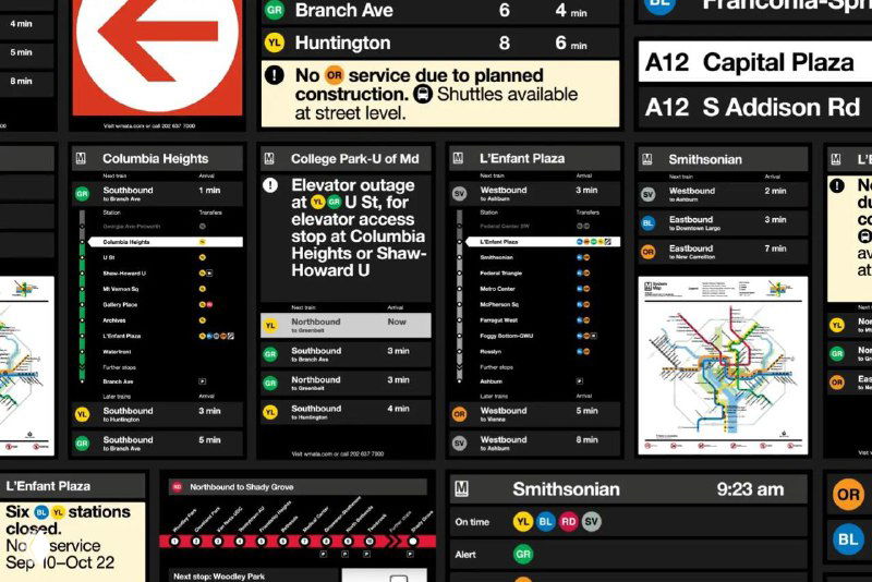 Эстетичная система цифровых табло метро Вашингтона