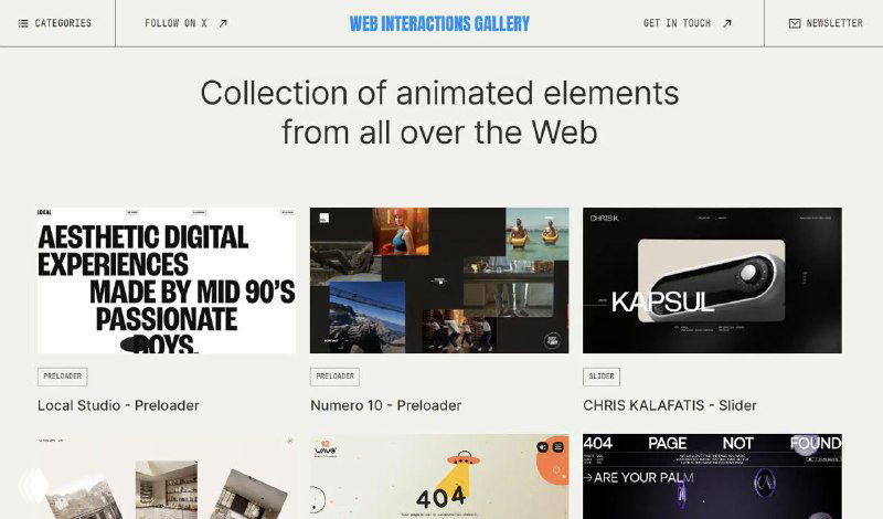 Web Interactions Gallery — коллекция интерактива