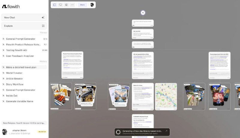 Flowith — ИИ‑помощник с холстом диалогов