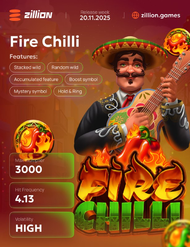 Fire Chilli — mariachi-themed slot with double reels