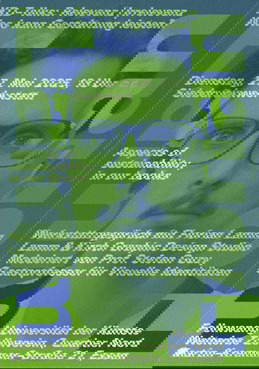 Портретный плакат в зелёно‑синей гамме: крупное лицо на фоне, перекрытое полупрозрачной типографикой — баланс изображения и текста.