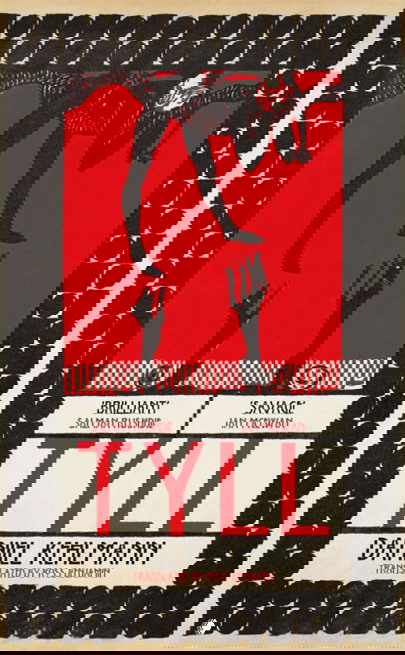 Обложка «Tyll»: графическая композиция черного и красного, декоративная рамка и стилизованные фигуры, ретро-иллюстрация с плотной текстурой печати.