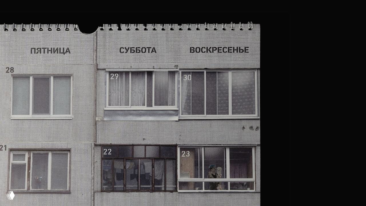 Серый фасад с пронумерованными окнами и разной отделкой ячеек, подчёркнута структура панельной сетки и разнообразие оконных решений