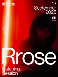 Яркий постер Rrose в красных тонах с крупным названием артистки, пример визуальной стратегии для отдельных событий в программе Spatial.