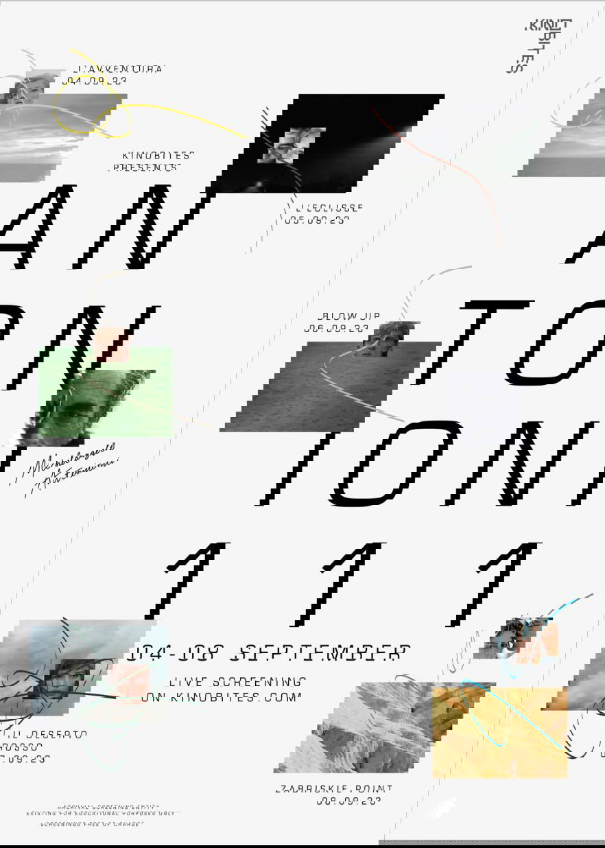 Минималистичный белый постер с крупными геометрическими буквами 'ANTON TONI 111', небольшие рамки с фотографиями и аккуратная сетка — сдержанная кинопостерная эстетика.