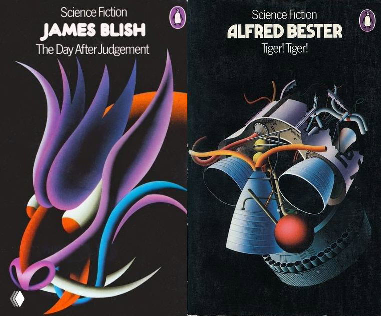 Небольшая пара обложек: декоративные формы и футуристические приводы, композиции с объёмными фигурами на тёмном фоне.