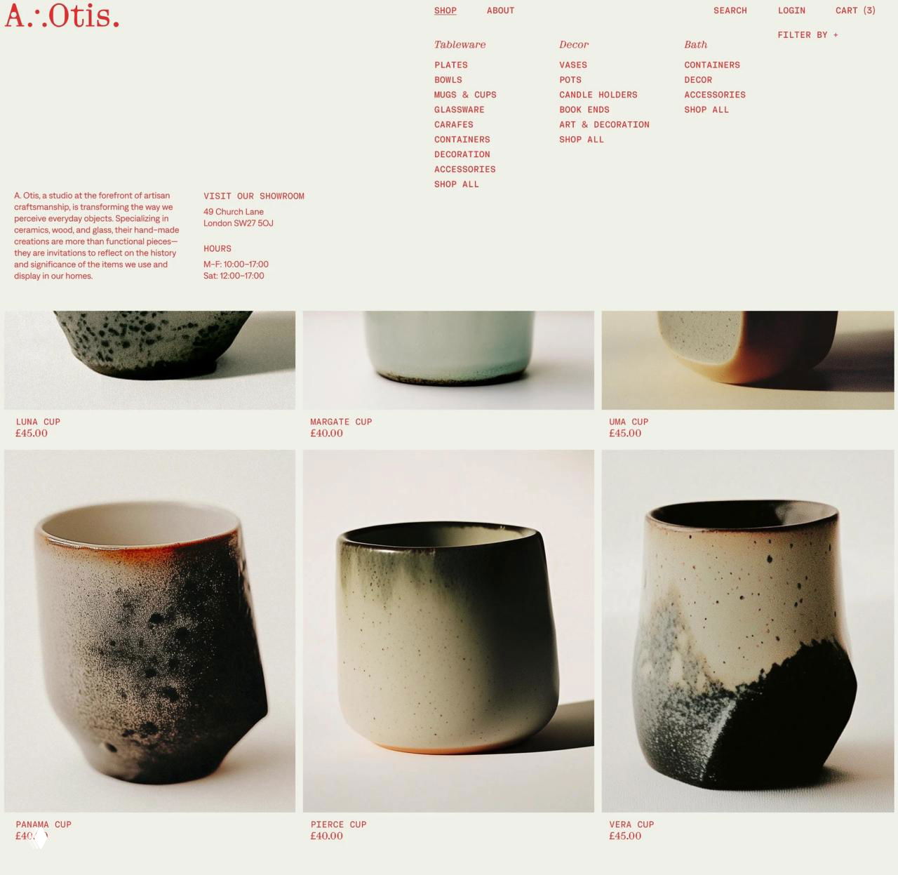 Типографская карточка 'A.:Otis.' на белом листе с печатями и штампами на винтажном фоне — пример фирменной полиграфии бренда.