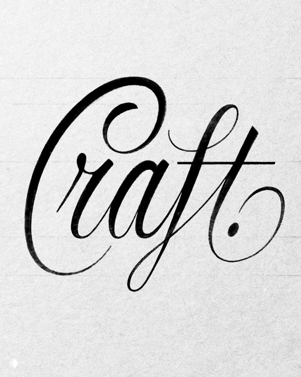Каллиграфический леттеринг «Craft» — рукописный стиль с тонкими и толстыми штрихами, аккуратная игра линий и изгибов на бумаге.