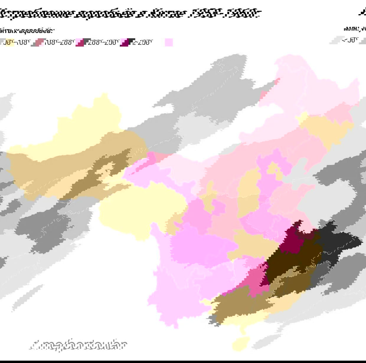 Истребление воробьёв и голод в Китае (1958–1961)