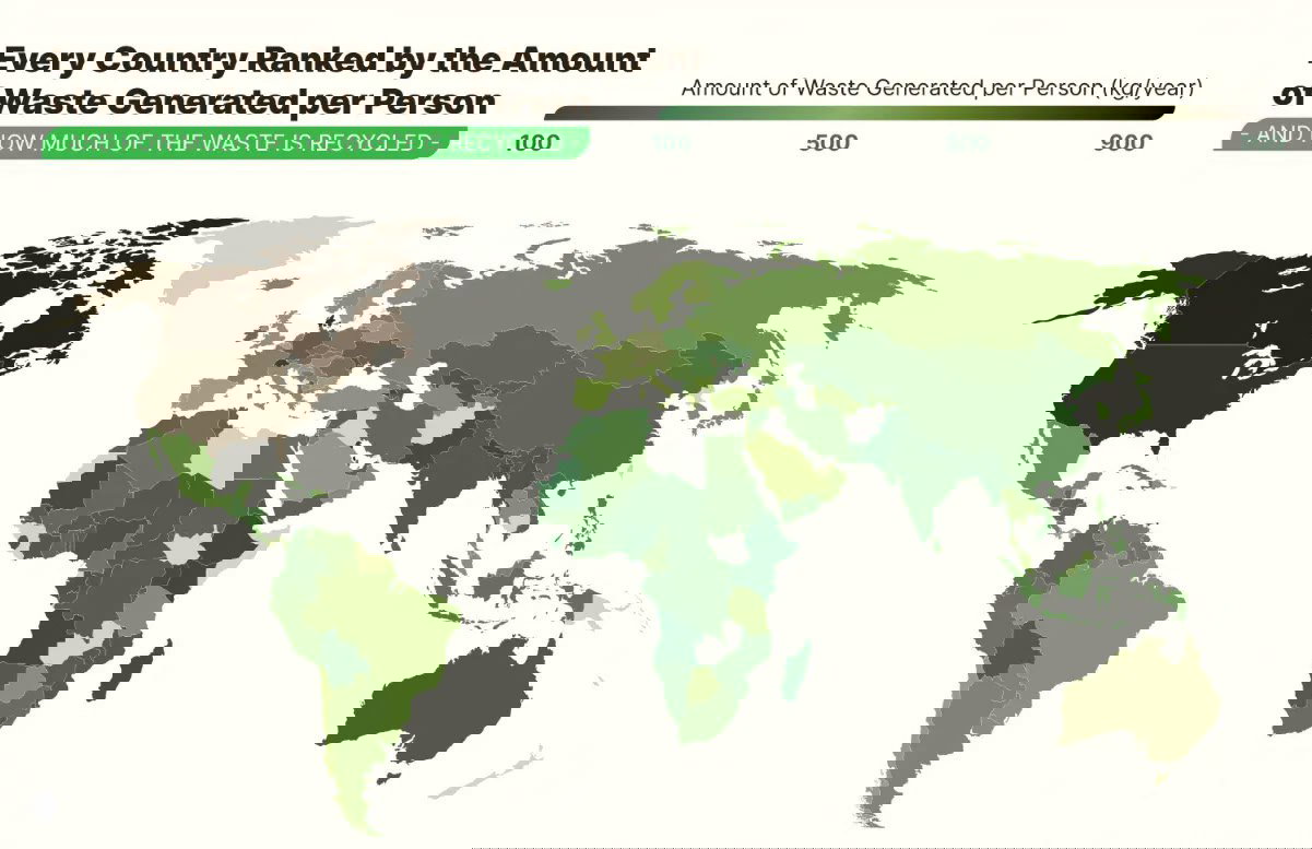 Производство и переработка мусора в странах мира, 2024