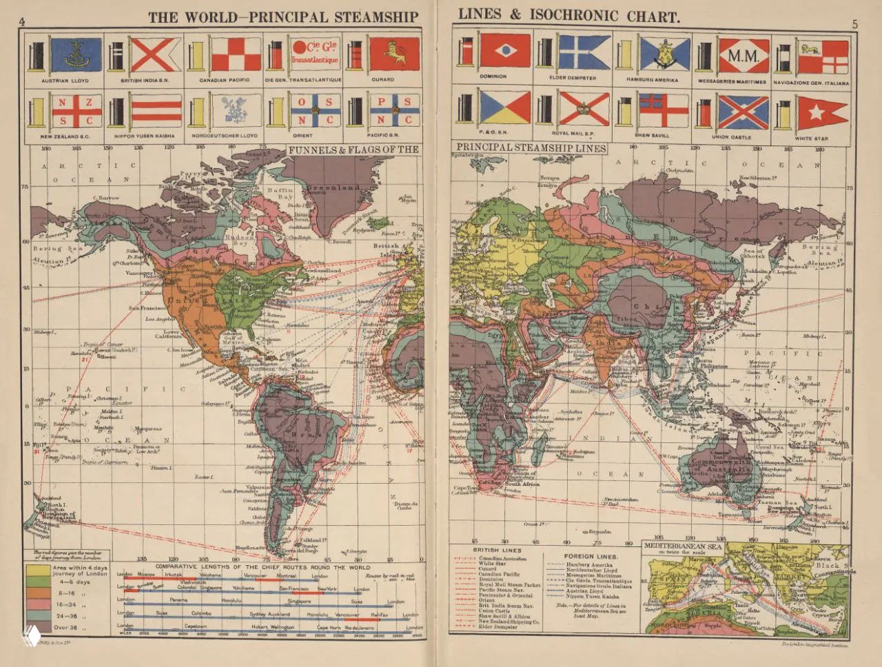 За какое время из Лондона в любую точку мира (1910‑е)