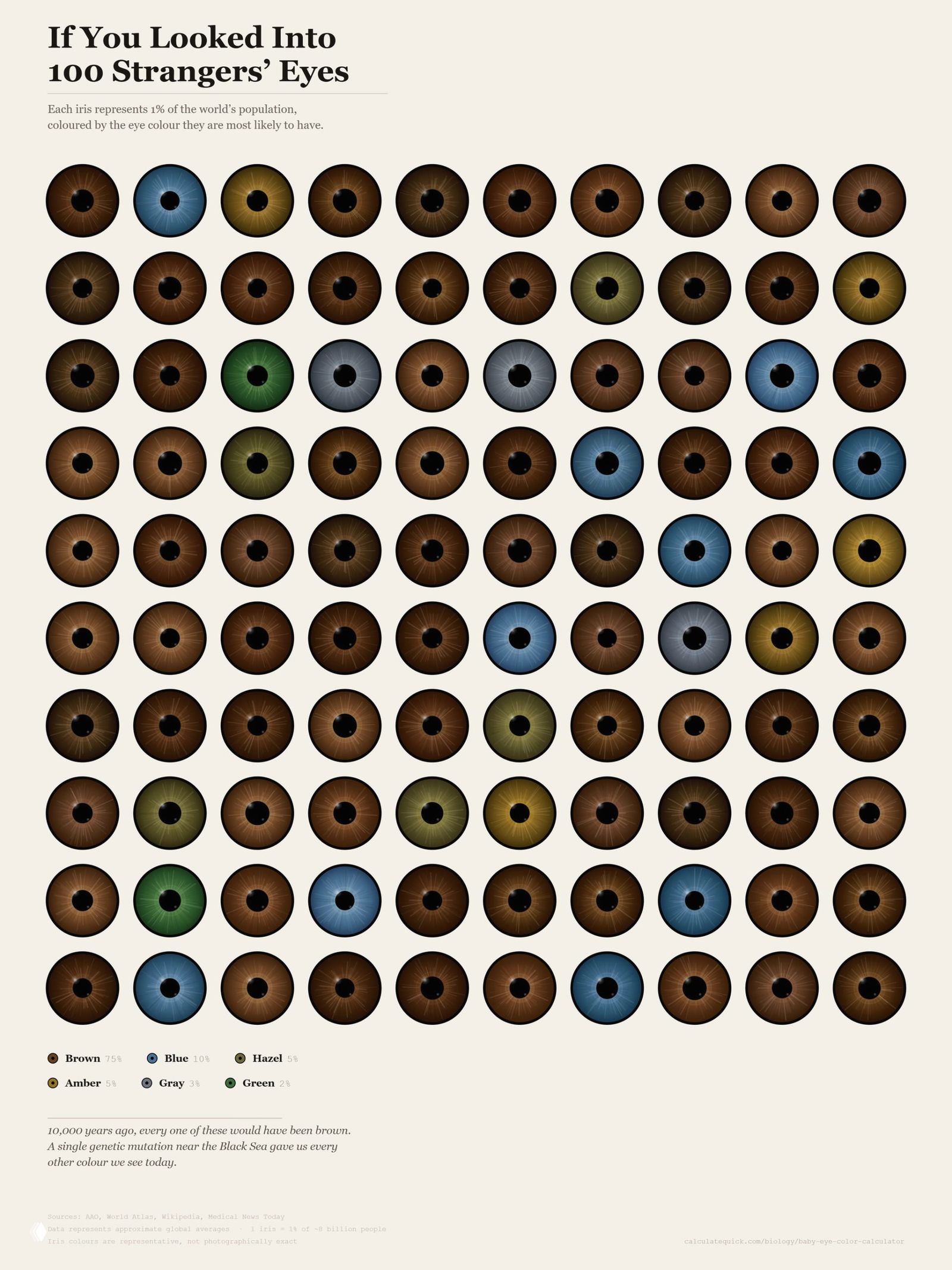 Распространённость цветов глаз в мире