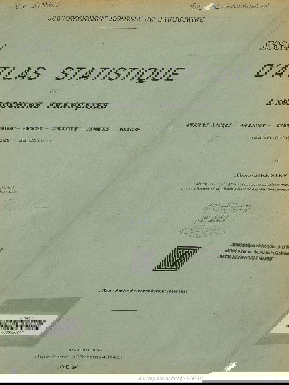 Атлас Французского Индокитая 1914 — Анри Бренье