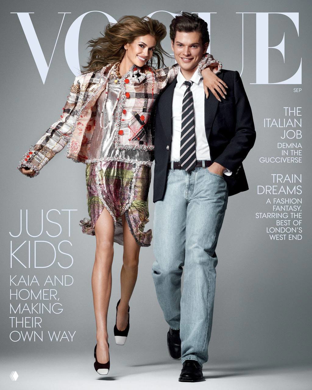 Кайя Гербер и Гомер Гир на обложке сентябрьского Vogue
