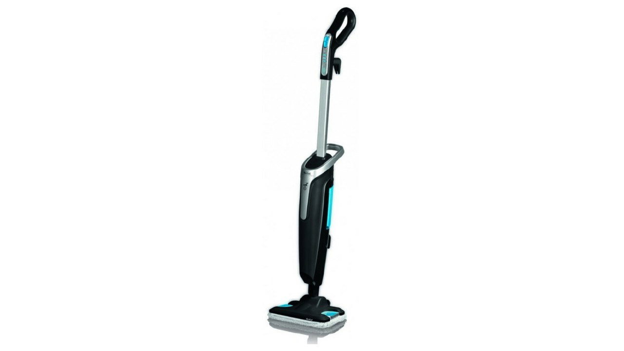 Пароочиститель Tefal Steam Power VP6555RH, продольный ракурс на белом фоне, подчёркнуты корпус и рукоять устройства.