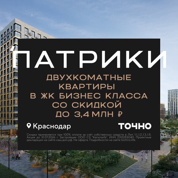 Двухкомнатные квартиры со скидкой до 3,4 млн ₽