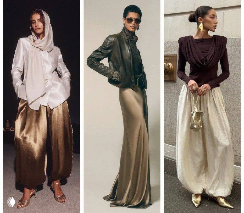 Стилизованная графическая фотография модели в длинной юбке и жакете с цифровым глитч-эффектом: динамичная, абстрактная модная съёмка.