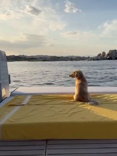 Небольшая сцена с видом на море и низким горизонтом; мягкий ранний вечер, лодка у причала и спокойная водная поверхность.
