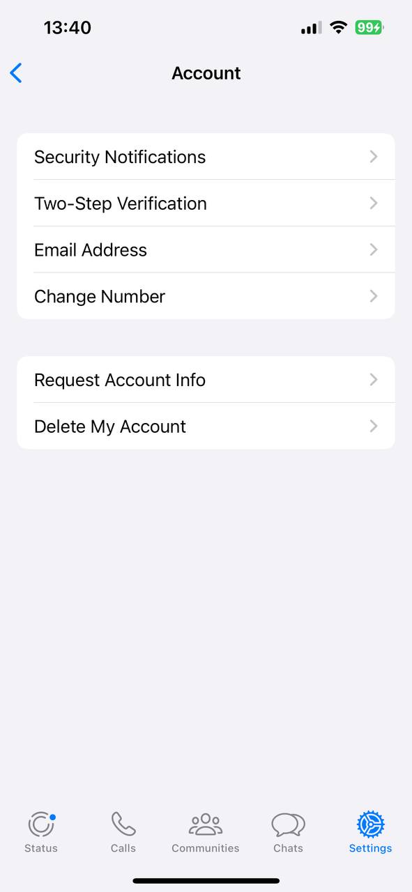 В WhatsApp iOS нельзя разлогиниться
