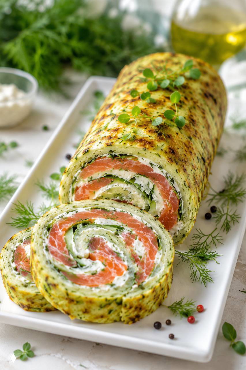Кабачковый рулет с нежной начинкой
