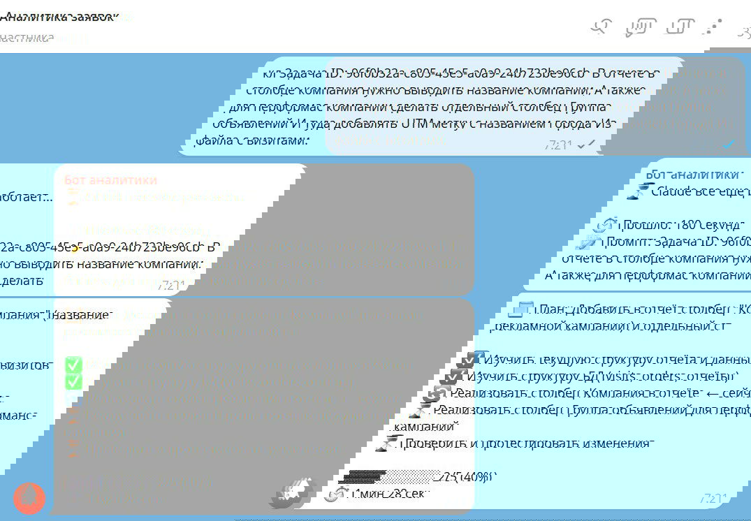 В боте — план работ и трекинг прогресса