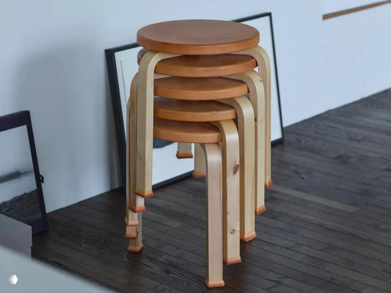 Stool 60 Алвара Аалто в натуральной коже