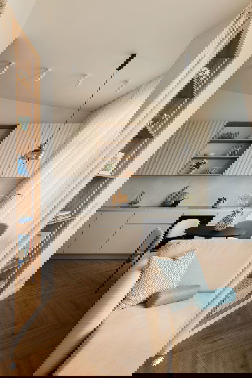 Как у моря: квартира 35 м² в Пушкине на мансарде