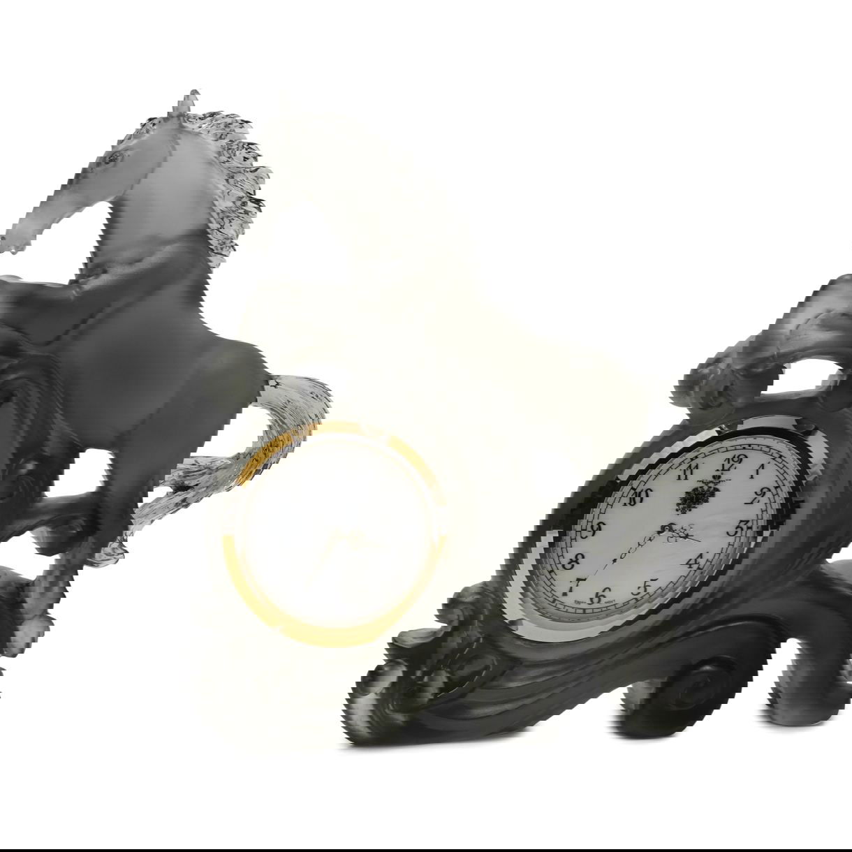 Стеклянная статуэтка лошади со встроенными часами, выполненная в классическом стиле — статусный настольный аксессуар для кабинета и ценителей традиций.