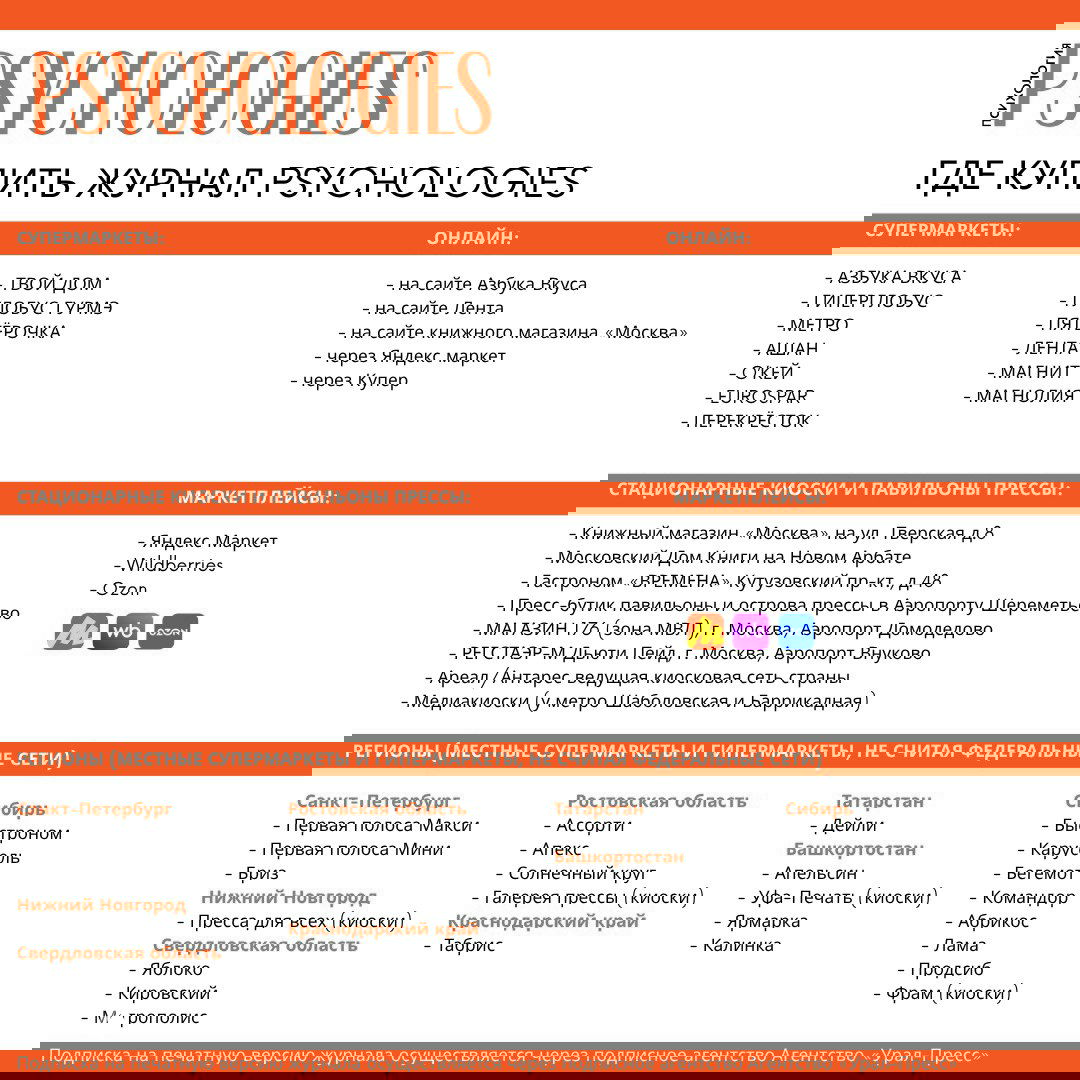 Где купить журнал PSYCHOLOGIES