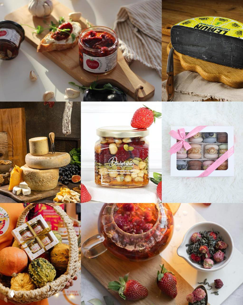 Коллаж образов и аксессуаров: сумки, платья и свитера в естественной стилистике — визуал для вдохновения посетителей маркета.