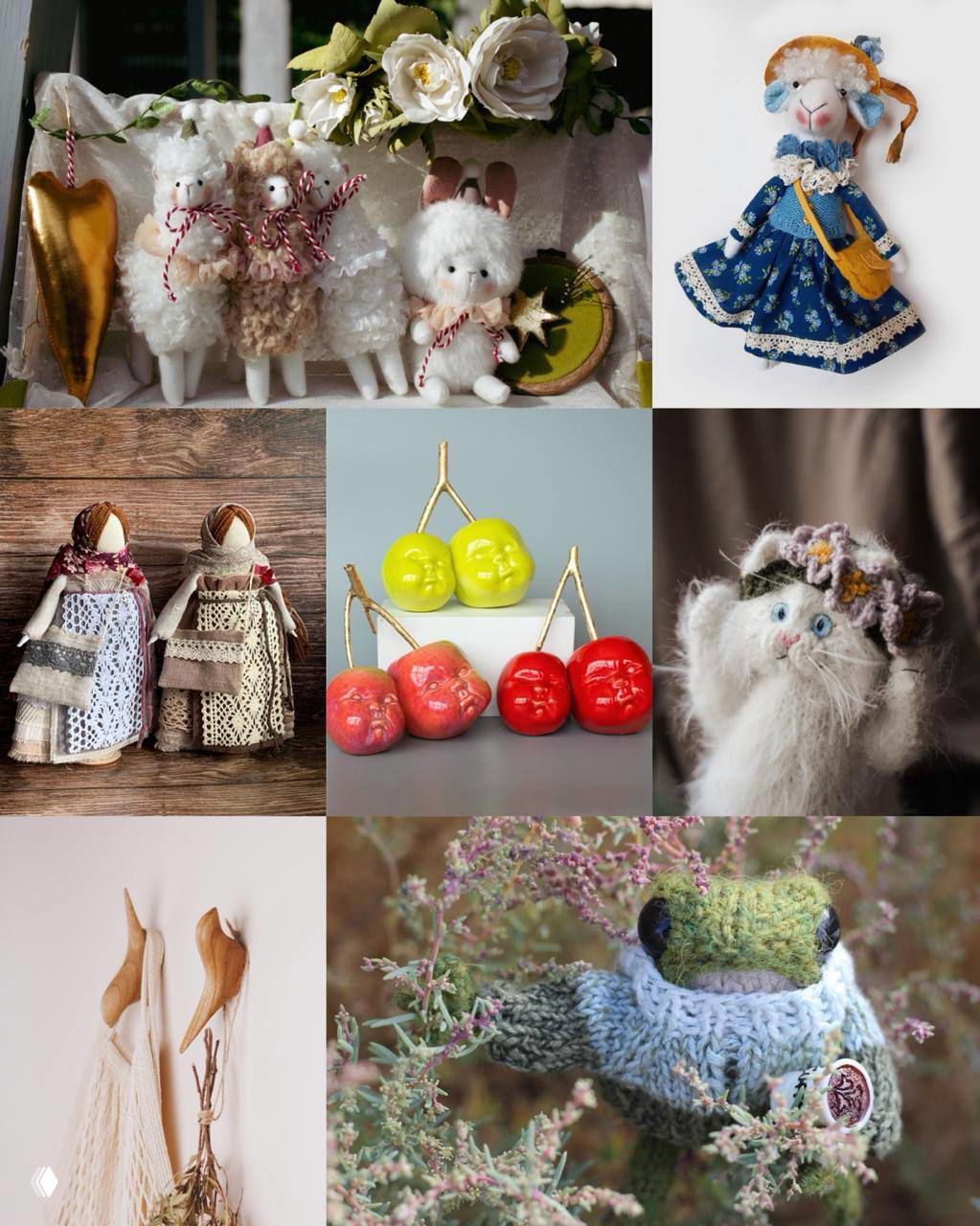 Фотоколлаж гастрономических и подарочных товаров: сыры, варенья, упаковки и чай — ассортимент на маркете для любителей продуктов ручной работы.